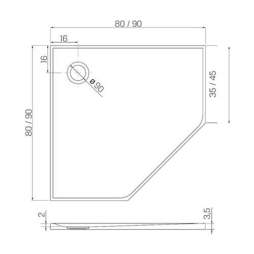 cumpără Cadița de duș New Trendy Nex Pentagonal white 90x90x3,5 B-0452 în Chișinău 