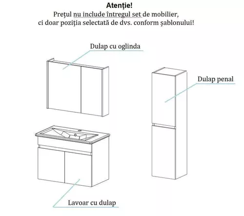 cumpără Oglindă baie Martat Olympia cu oglinda 55cm (white) în Chișinău 