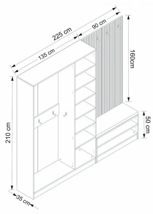 cumpără Mobilă pentru antreu Trendy Noe-8290, 225x210x35cm (GTR004007) în Chișinău 