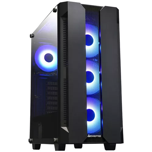 cumpără Case ATX Miditower Chieftec Gaming Hunter GS-01B-OP Black no PSU, 2x USB 3.1, 1x USB 2.0, Audio-out, 4x 120mm A-RGB Rainbow LED fan, Mesh front panel, Tempered glass, A-RGB Control HUB, (carcasa/корпус) în Chișinău 