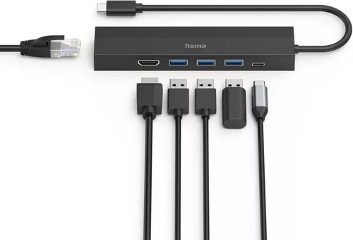 cumpără Adaptor IT Hama 200144 USB-C Hub, Multiport, 6 Ports, 3 x USB-A, USB-C, HDMI, LAN/Ethernet în Chișinău 