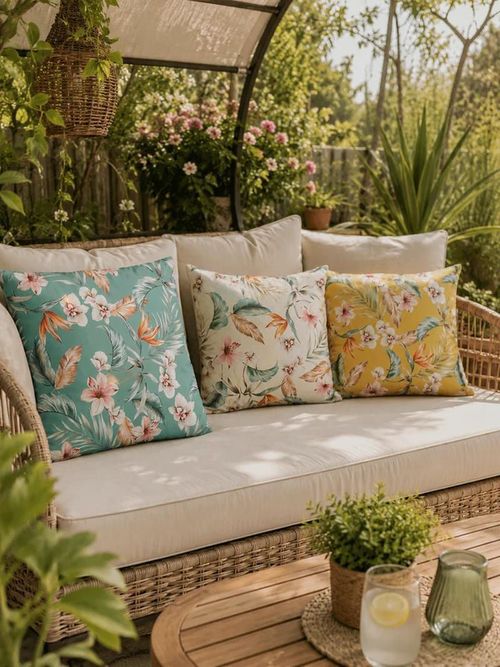купить Комплект подушек и одеял H&S 57414 Perna pentru canapea 45x45cm, Flori, poliester (asort.) в Кишинёве 