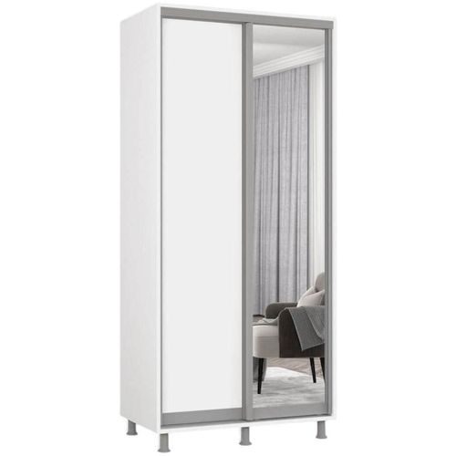 купить Шкаф Mobildor-Lux Арон с раздвижными дверцами из зеркала и ДСП (130x60x240H см) Brilliant White в Кишинёве 