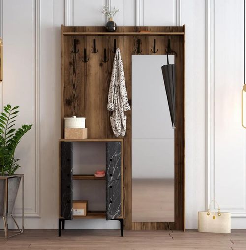 купить Мебель для прихожей Trendy Berlin BC, Nuc, Marmura Neagra, 120x200x35cm (GTR001351) в Кишинёве 