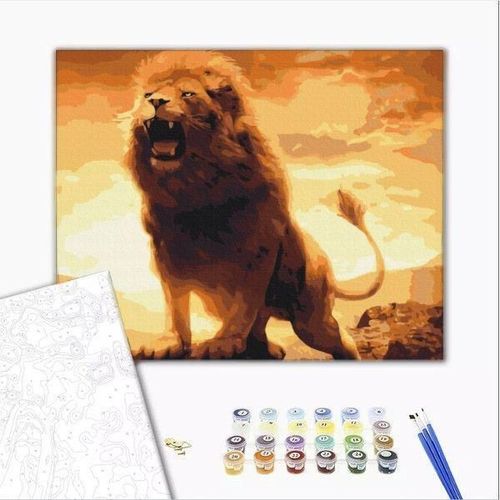 купить Картина по номерам BrushMe BS4637FC 40х50cm (fără cutie) Rugătul leului в Кишинёве 