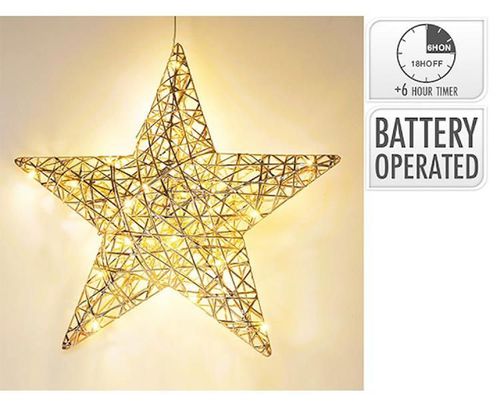 купить Световая фигура Promstore 40289 Figurina luminoasa Stea 30LED 40cm, 2xAA timer, aurie в Кишинёве 