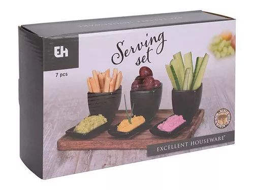 купить Посуда прочая Excellent Houseware 48187 Набор для аперитива 7ед, деревянная подставка 25x16cm в Кишинёве 