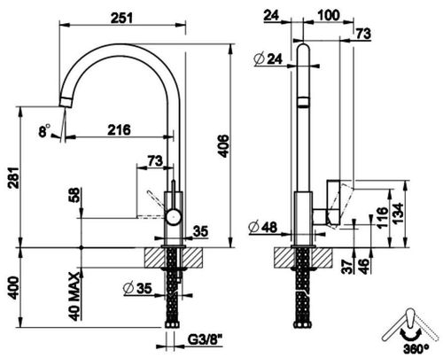купить Смеситель кухонный Gessi 17159-031 Monaco Chrome в Кишинёве 