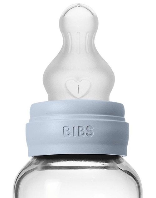 купить Поильник BIBS 50191231 Biberon din sticla anticolici Baby Blue cu tetina din silicon 0+ luni, 120ml в Кишинёве 