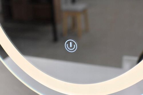 купить Стол Jumi CM-920439 Туалетный столик с банкеткой и овальным зеркалом со светодиодной подсветкой (140x80x40 см), белый/бежевый в Кишинёве 