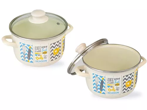 купить Кастрюля Metalac 51753 эмалированная Country 22cm, 5l, крышка стекло в Кишинёве 