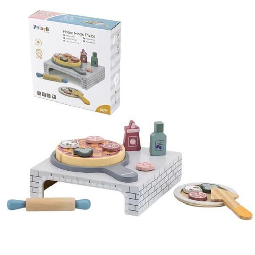 купить Игрушечная кухня и посуда Viga 44059 Set de joc din lemn Pizzerie, 19 piese в Кишинёве 