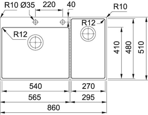 купить Мойка кухонная Franke 127.0538.259 BWX 220-54-27 (Box Center) в Кишинёве 