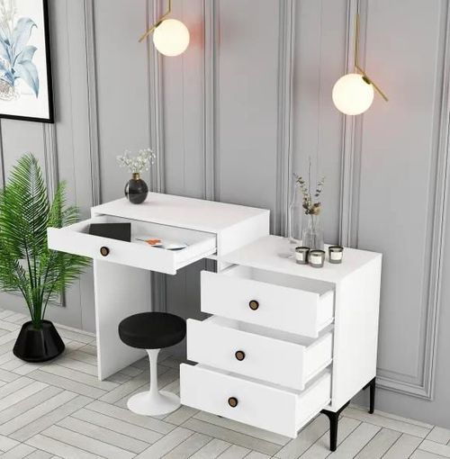 cumpără Măsuţa de toaletă Trendy Lizbon 556, Alb, 124x84x40cm (masa de machiaj) (GTR001465) în Chișinău 