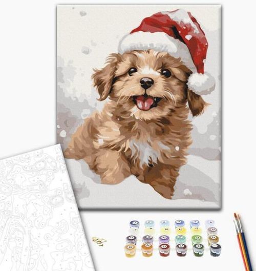 cumpără Tablou pe numere BrushMe BS53838 (în cutie) Cățel acoperit de zăpadă în Chișinău 