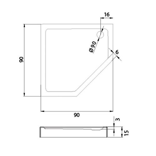 cumpără Cadița de duș New Trendy New Azura Pentagonal 90x90x15 B-0366 în Chișinău 