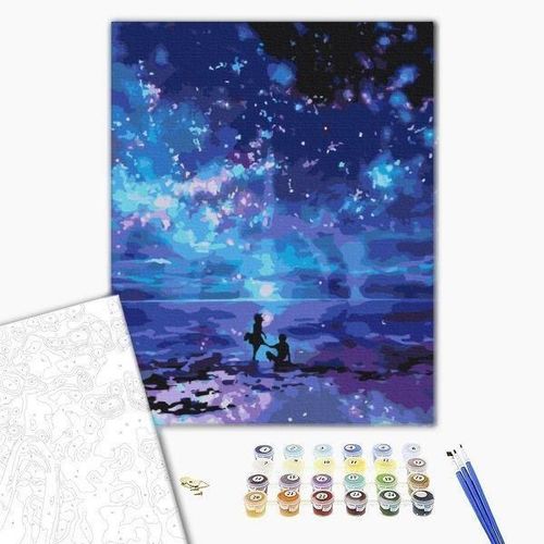 купить Картина по номерам BrushMe BS66007 40x50cm (în cutie) Malul mării în culorile nopții в Кишинёве 