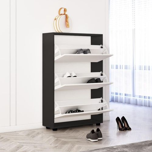 купить Полка для обуви Mobildor-Lux Leo 50x27x125H cm Anthracite/White в Кишинёве 