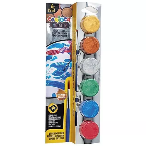 купить Набор для творчества Promstore 52722 Acuarela tempera Carioca Metalica 6 culX25 ml + pensula в Кишинёве 