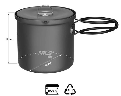 купить Посуда походная Nils NC4202 Oală de călătorie din aluminiu cu capac 1000ml в Кишинёве 