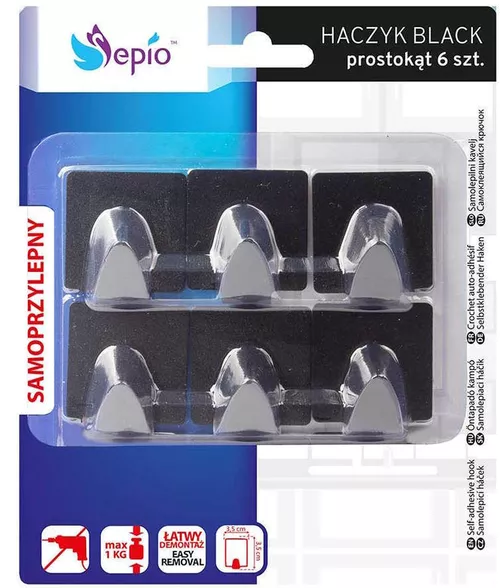 cumpără Cârlig baie Sepio 7526 Set cârlige 6 buc patrate negre în Chișinău 