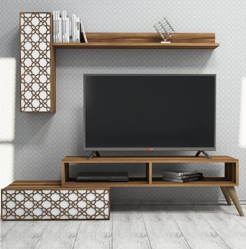 cumpără Set mobilă living Trendy Planeta, Nuc, Alb 150x37x37cm în Chișinău 
