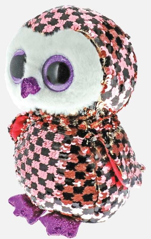 купить Мягкая игрушка TY TY36785 Flippables CHECKS pink black owl 24 cm в Кишинёве 