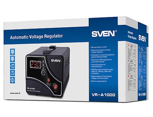 купить SVEN Automatic Voltage Regulator VR-A1000, 1000VA/600W, Input 140~275V, Output 230V -14/+10%, 1 socket (stabilizator de tensiune/стабилизатор напряжения) в Кишинёве 