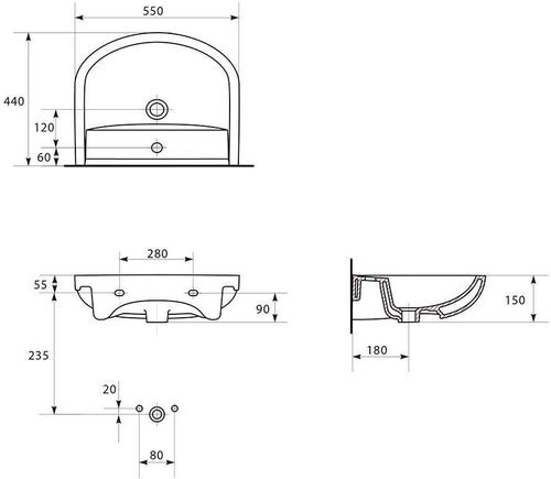 купить Раковина Cersanit Arteco 550x440x150 в Кишинёве 