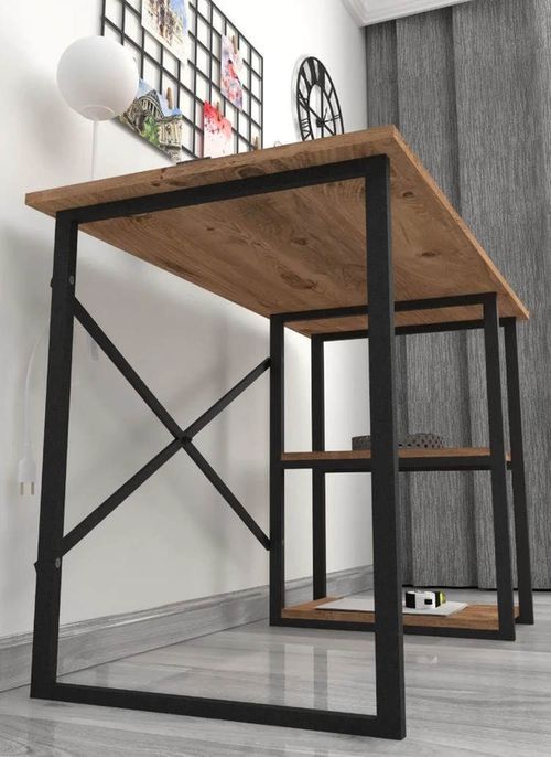 cumpără Masă de birou Nex Home 2 compartimente, metal 120x60 cm, Stejar (20-02-02) în Chișinău 