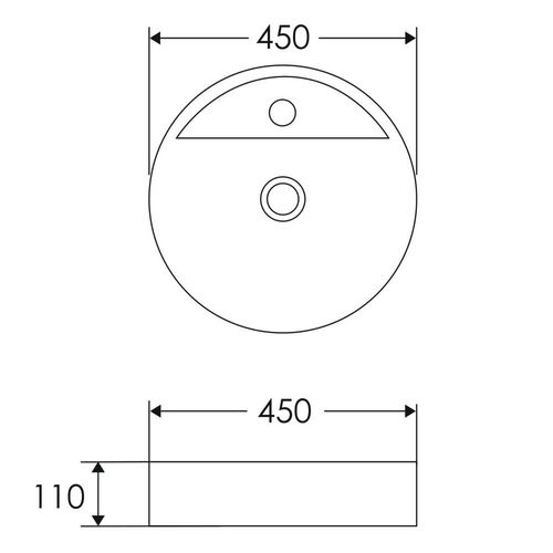 Lavoar pe blat 45*45*11cm rotund, fara preaplin, cu orificiu pentru robinet 