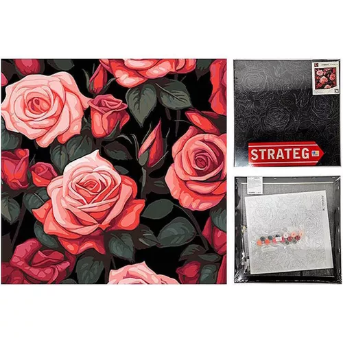купить Картина по номерам Strateg 57232 Buchet de trandafiri 40x40cm (fundal negru) в Кишинёве 