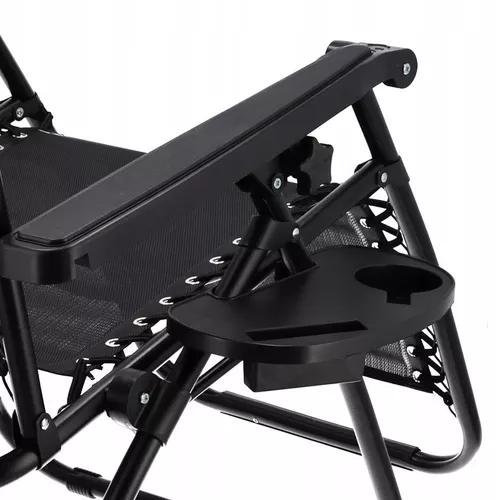 cumpără Mobilier pentru grădină Jumi OM-282025 Sezlong pliabil cu polita, Negru în Chișinău 