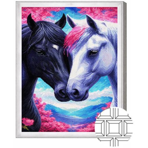 купить Картина по номерам Art Gallery QB206564 Mozaic cu diamante patrate 40x50cm Cai в Кишинёве 