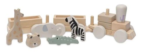 купить Игрушка Jollein 117-001-67090 Jucarie din lemn Toy Train Jungle Jambo в Кишинёве 