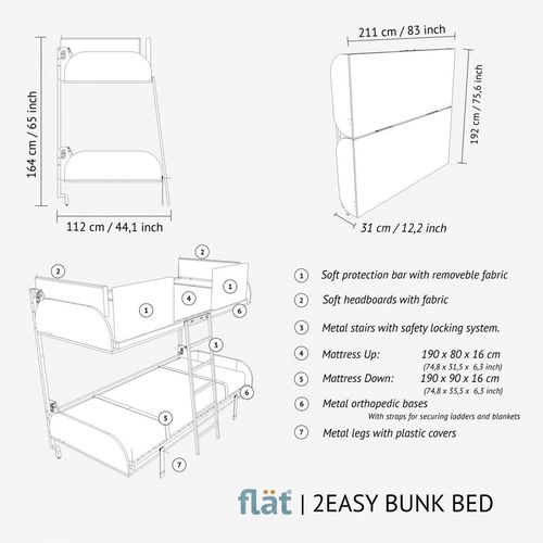 cumpără Pat Flat 2 EASY BUNK BED white în Chișinău 