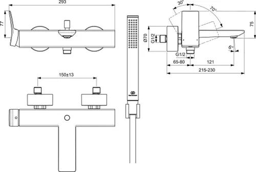 cumpără Baterie pentru cadă Ideal Standard Atelier CONCA Brushed Gold BC763A2 în Chișinău 