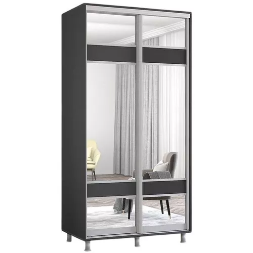 cumpără Dulap Mobildor-Lux Aron cu uși glisante cu oglindă zebra (100x60x200H cm) Anthracite în Chișinău 