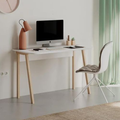cumpără Masă de birou Trendy Luton Alb, Moka Deschis, 120x75x60cm (GTR000987) în Chișinău 