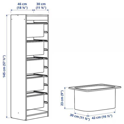 купить Короб для хранения Ikea Trofast 46x30x145 White/Turquoise в Кишинёве 