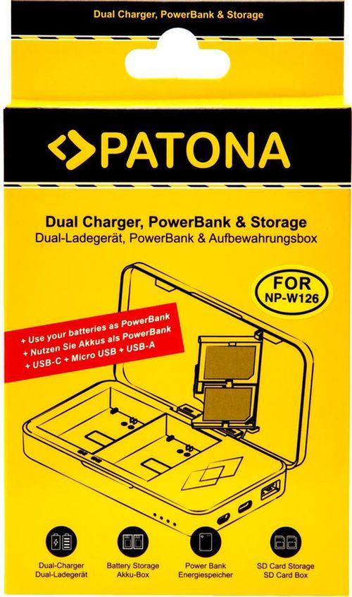 купить Зарядное устройство для фото-видео Patona 4158, Retro Dual Charging Case USB-C for Fuji NP-W126 в Кишинёве 
