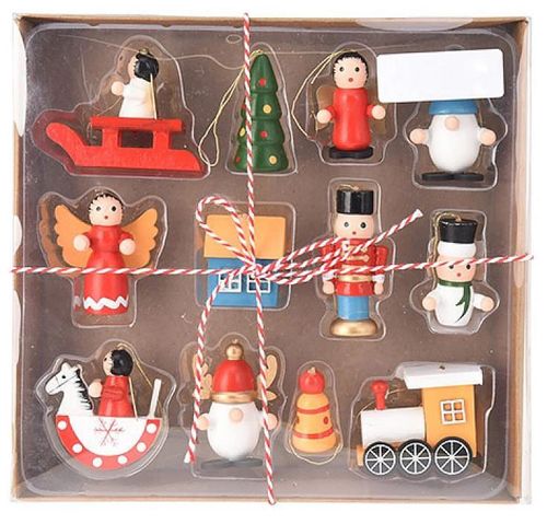купить Новогодний декор Promstore 54230 Set decoratiuni de Craciun din lemn, 20x20cm, 12buc в Кишинёве 