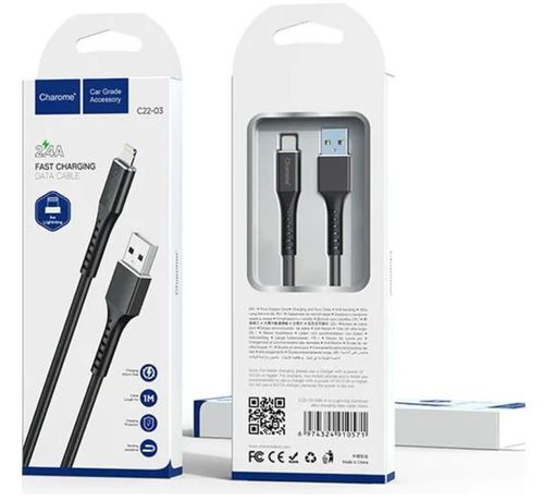 купить Кабель для моб. устройства Charome C22-03 USB to Lightning, Black в Кишинёве 