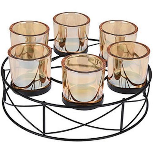 купить Свеча Holland 48242 Подсвечник стеклянный на 5 свечей, подставка металл D25cm в Кишинёве 