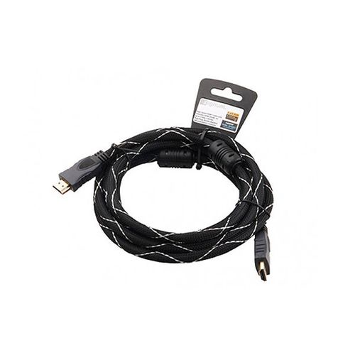купить Cable HDMI - 2m - Brackton Professional K-HDE-BKR-0200.BS 2m, High Speed HDMI Cable with Ethernet, male-male, up to 2160p 2Kx4K, 3D capable, with 24k gold plated contacts, triple shielded, 2 ferrites, dust caps, black/silver nylon sleeve в Кишинёве 
