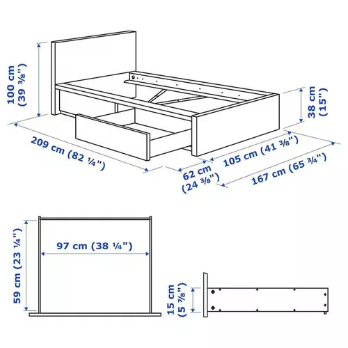 купить Кровать Ikea Malm Luroy 2 ящика 90х200 White в Кишинёве 