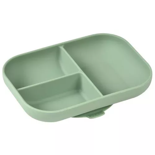 купить Посуда для кормления Beaba B913549 Farfurie compartimentata din silicon cu ventuza Sage Green в Кишинёве 