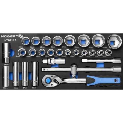 cumpără Set de unelte de mână Hoegert HT7G149 набор 1/2" торцевых головок с принадлежностями, 28 предм. în Chișinău 