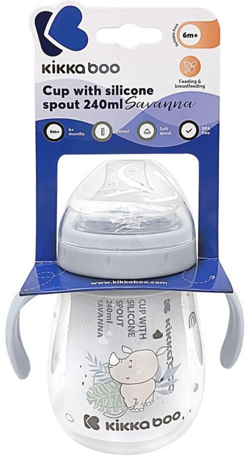 cumpără Cană cu pai Kikka Boo 31302030063 Cana antivarsare cu varf din silicon Savanna Blue, 240 ml în Chișinău 