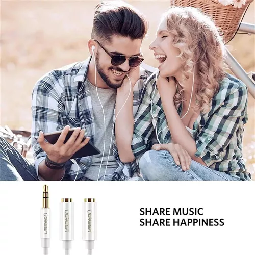 купить Переходник для AV Ugreen 10739 AUX Splitter 3.5mm to 2*3.5mm 0.25M AV134, White в Кишинёве 